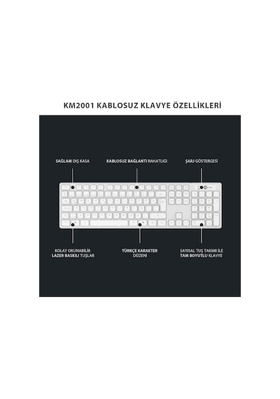 Lecoo KM2001 Kablosuz Türkçe Q Klavye Mouse Set