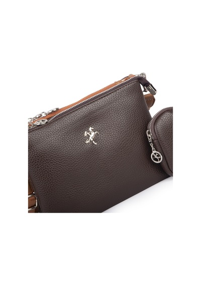 Nas Bag Mini Kadın 3 Gözlü Cüzdanlı Günlük Çapraz Çanta Kahve Taba Lopez