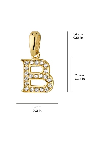 Goldkupe 14 Ayar Altın B Harfi Taşlı Kolye Ucu 0,59 Gr-6338 Altın
