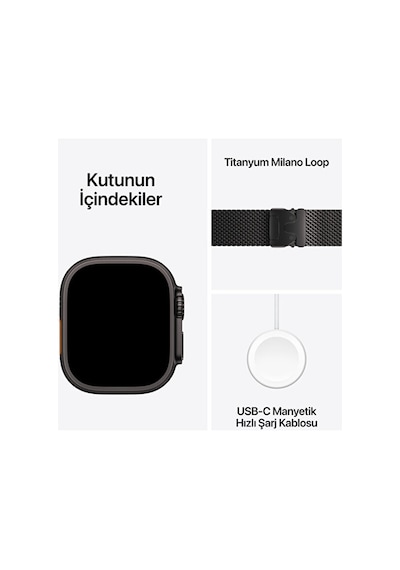 Apple Watch Ultra 3 GPS + Cellular 49 MM Siyah Titanyum Kasa Akıllı Saat (Distribütör Garantili)