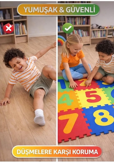 Eğitici Taşıtlar Çıkarılabilir Parçalı Bebek Oyun Matı 9 Parça Modüler Yapılı 90 X 90 Cm Oyun Halısı