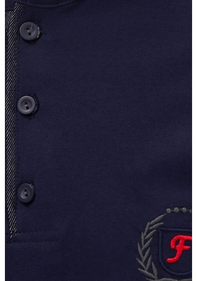 Tudors Erkek Standart Fit %100 Pamuk Bisiklet Yaka Beli Lastikli Lacivert Pijama Takımı-37948 Lacivert