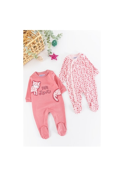 Babymod Kedi Desenli Uzun Kollu 2'li Kız Bebek Tulum Takım 001