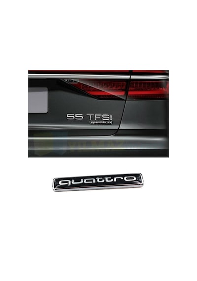 Audi Quattro Bagaj Çamurluk Logo Amblem Paslanmaz Çelik 1 Adet Siyah
