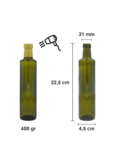 Afracam Dorika Yeşil 500 ML Cam Şişe Kapak Kapüşon