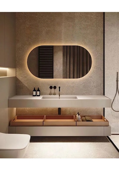 Fawdecor Led Işıklı Oval/kapsül Duvar Aynası 45 X 90 Gün Işığı