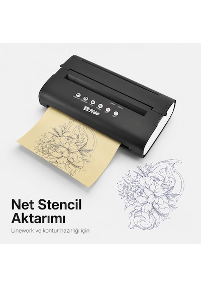 Thermal Tattoo Copier Prt5 Mt200 Dövme Stencil Termal Yazıcı Siyah