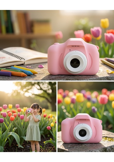 Mini Kamera Hd Video Fotoğraf Çekimli Şarj Edilebilir Uczzzçocukkamerasıpembe-5