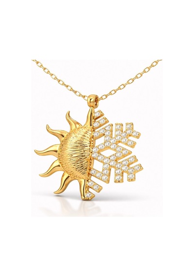 Gümüş Gold Güneş Kartanesi Bayan Kolye