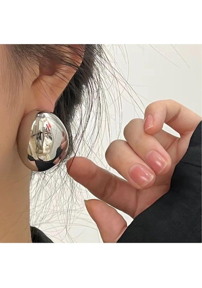 Çelik Düğme Küpe Silver