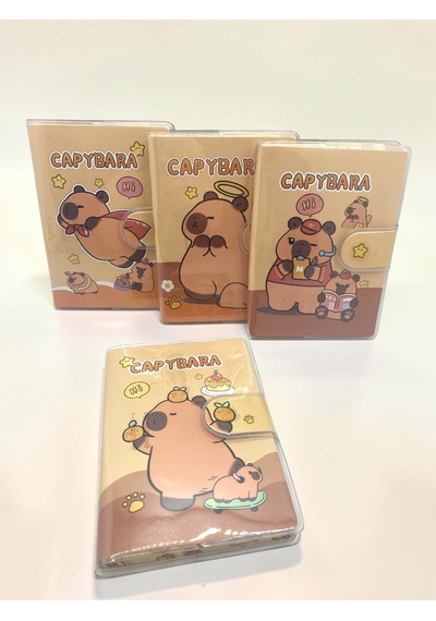 Capybara A7 Not Defteri , Çıt Çıtlı Cep Defteri - Kaykaylı Capybara Sarı