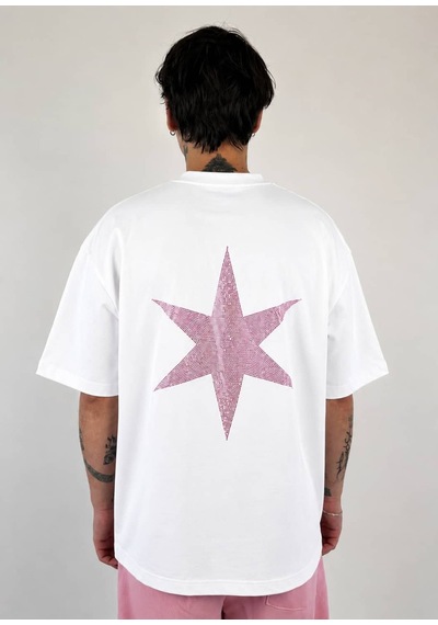 Zaee 2m Motive Taşlı Oversize T-shirt Bebek Pembesi