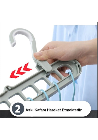 Sihirli Elbise Askısı 9 Gözlü Akıllı Askı Sihirli Askılık - 5 Adet Karma Çok Renkli