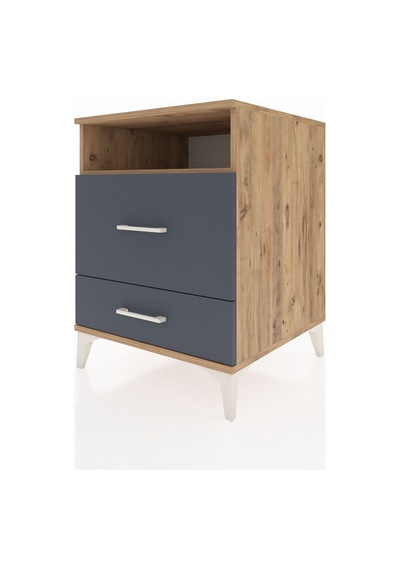 Kronos Komodin Tek Raflı 2 Çekmeceli 60x59x80 Çam-antrasit Atlas Çam