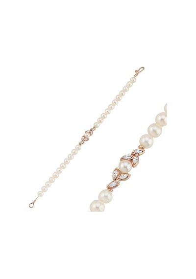 6,5 Mm Yaprak Taşlı Doğal İnci Bileklik 20 Cm / Sarı Sarı Sarı Altın