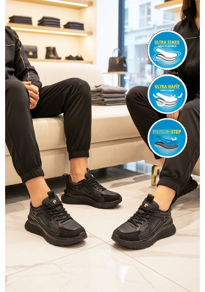 Pierre Cardin Siyah Fileli Hafif Esnek Hafızalı Taban Unisex Spor Ayakkabı Pcı-10106 G