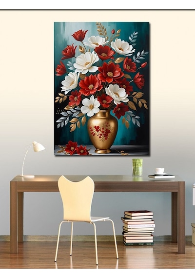Kanvas Tablo Çiçeklerle Dolu Antika Vazo 100cmx140cm