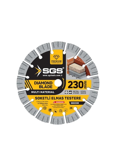 Sgs2338 - 230mm Soketli Elmas Testere Multi Material Beton Taş Tuğla Metal Kesici