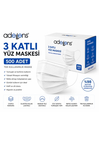 Yüz Maskesi 3 Katlı 500'lü