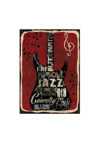 Bedeko Elektro Gitar Ve Müzik Türleri Art Mdf Poster 50 Cm X 70 Cm