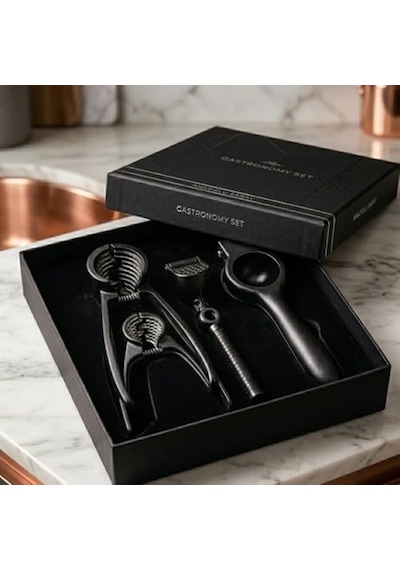 Chef Gastronomy Set, Mat Siyah Eloksal Döküm, Fındıkkıran Ve Narenciye Sıkacağı, Profesyonel Mutfak Seti