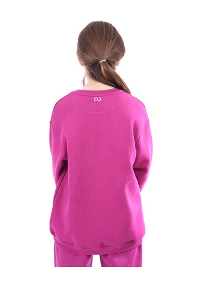 Kız Çocuk Relax Fit Bisiklet Yaka Düşük Omuz Baskılı Sweatshirt - 3 İplik Şardonlu Mürdüm Kız Çocuk Relax Fit Bisiklet Yaka Düşük Omuz Baskılı Sweatshirt - 3 İplik Şardonlu Mürdüm
