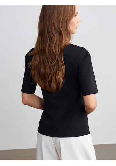 Dilvin 32445 Aksesuar Detaylı Basic T-shirt-siyah Siyah