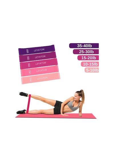 Leyaton 5'li Aerobik Band Latex Aerobik Bandı Pilates Yoga Lastiği