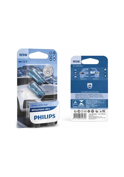 Philips W5w Whitevision Ultra 12v Beyaz Park & Plaka Ampulü 2'li