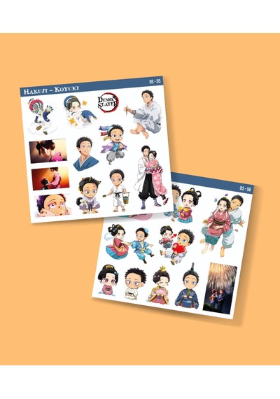 Akaza-demon Slayer Hakuji-koyuki -parlak Kağıt 2 Li Set Anime Sticker Çıkartma-kimetsu No Yaiba Beyaz