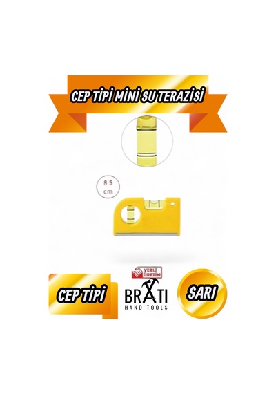 Cep Tipi Su Terazi Mıknatıslı Mini Su Terazisi 85 Mm Sarı