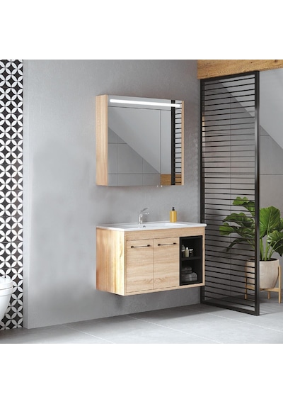 Denko Latte 85 Cm Mdf Sonoma Banyo Dolabı Alt Modül Ve Lavabo Çok Renkli Denko Latte 85 Cm Mdf Sonoma Banyo Dolabı Alt Modül Ve Lavabo Çok Renkli