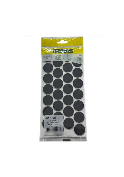 Cateksss Pacific Yuvarlak Yapışkanlı Sandalye Koltuk Mobilya Ayak Keçesi Felt 28 Mm Siyah - 56 Lı Paket