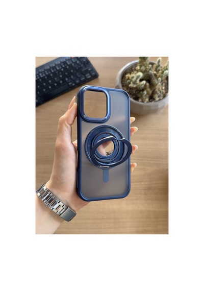 Apple iPhone Uyumlu 16 Standlı Ve Yüzüklü Magsafe Kılıf Soocase721 Siyah