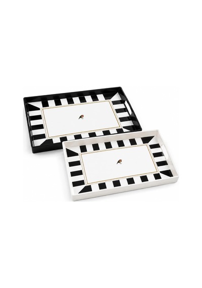 2'li Servis Tepsisi Seti - 38 X 28 X 3,5 Cm Büyük Boy Sunum Tepsisi - Siyah Beyaz Çizgili Desen - Kulplu Plastik Kahvaltı Çay Kahve İkram Seti - Mutfak Salon Balkon Ve Davet Kullanımı 2'li Servis Tepsisi Seti - 38 X 28 X 3,5 Cm Büyük Boy Sunum Tepsisi - Siyah Beyaz Çizgili Desen - Kulplu Plastik Kahvaltı Çay Kahve İkram Seti - Mutfak Salon Balkon Ve Davet Kullanımı