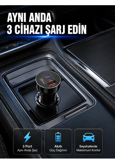 Ers 12v 24v Uyumlu 60w Araç İçi Şarj Adaptörü Çoklu Hızlı Şarj Cihazı