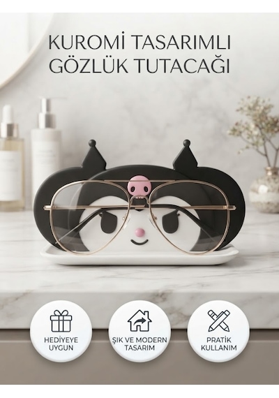 Kuromi Karakter Figür Tasarımlı Gözlük Tutucu Ve Çok Amaçlı Organizer