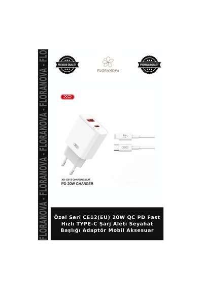 Özel Seri Ce12 Eu 20w Qc Pd Fast Hızlı Type-c Şarj Aleti Seyahat Başlığı Adaptör Mobil Aksesuar