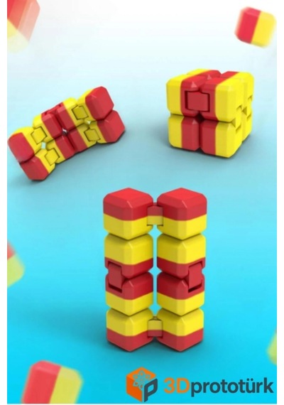 3dprototürk Sarı Kırmızı Taraftar Özel Seri Sonsuzluk Küpü Infinity Cube Fidget Toy Stres Giderici Hediyelik