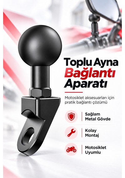 Rbh-rm-25.4n Motosiklet Toplu Ayna Bağlantı Aparatı 25.4 Mm Telefon Ve Aksiyon Kamera Tutucu Uyumlu Siyah