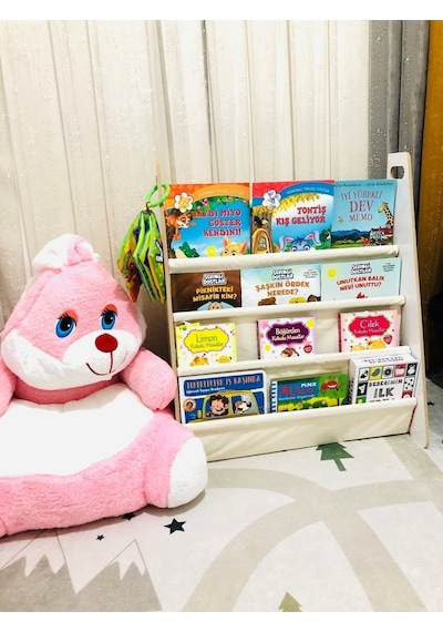 Montessori Çocuk Bebek Odası Taşınabilir Eğitici 4 Raflı Bez Kumaş Kitaplık Krem Montessori Çocuk Bebek Odası Taşınabilir Eğitici 4 Raflı Bez Kumaş Kitaplık Krem