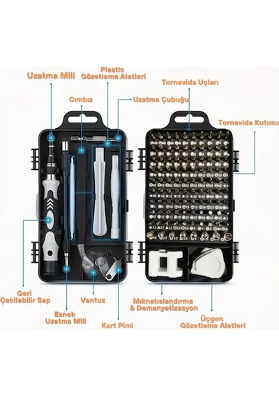 Dmr Pro 115 Parça Tork Lokma Üçgen Tornavida Telefon Tornavida Saat Tornavida
