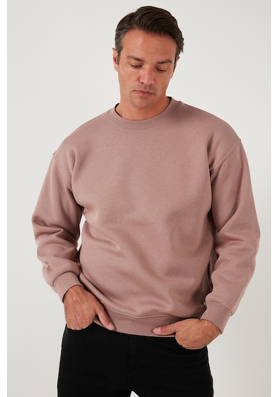 Buratti Regular Fit Bisiklet Yaka Pamuklu Içi Tüylü Yumuşak Şardonlu Erkek Sweat 5905255 Gül