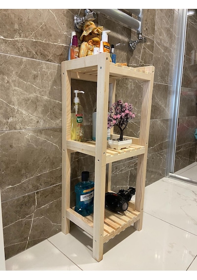 Ahşap 3 Katlı 90 35 30 Banyo Düzenleyici Ahşap