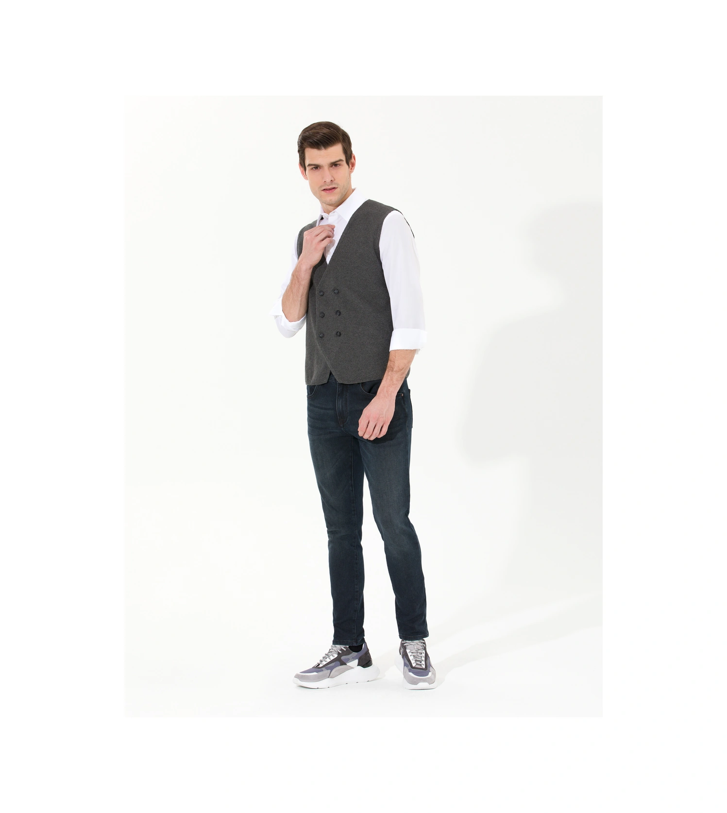 Pierre Cardin Erkek Gri Melanj Yelek Triko 50263176-vr086 Gri Melanj