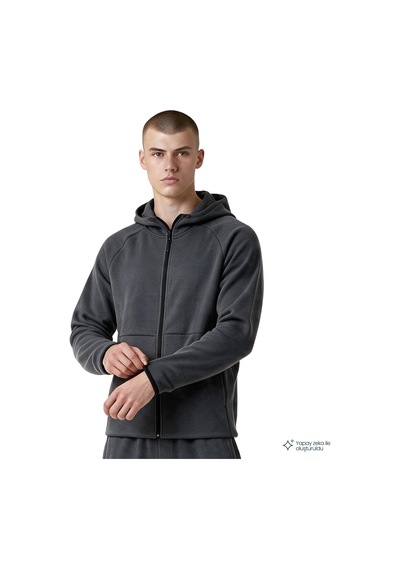 Sportive Atren Zip Erkek Gri Günlük Stil Sweatshirt 26ke0001-kgrı