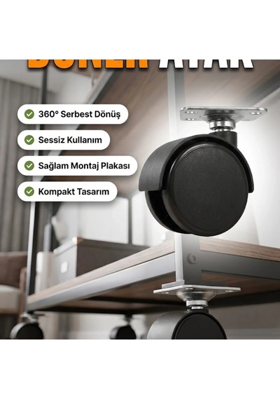 6 Cm Döner Mobilya Ayağı Kilitsiz Tek Parça Hareketli Ayak Çok Renkli