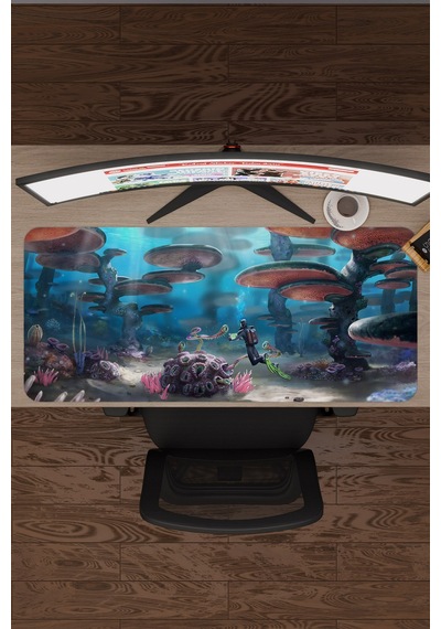 Subnautica Kaymaz Dikişli Kauçuk Oyuncu Mousepad V5 - 90x40 Xxl Gaming Mouse Pad Fare Altlığı
