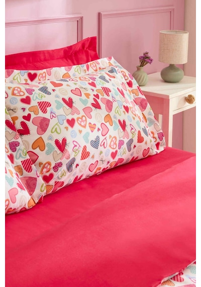 Kaşmir Home Sarah Anderson Amour Glow Kalp Desenli Tek Kişilik Nevresim Takımı Multicolour