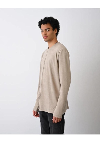 Bej Nakış Detaylı Sweatshirt Bej